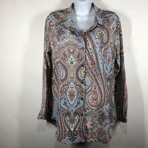 Chloah light blue paisley blouse size small